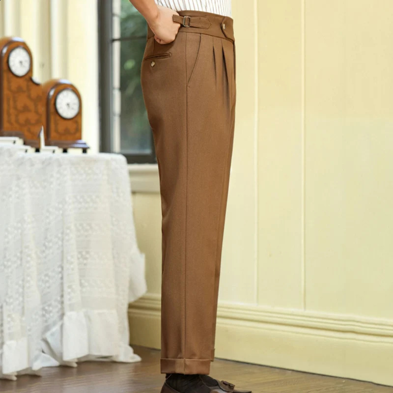 Italian retro mens business dress pants high waisted straight pants mens office mens casual pants Naples casual pants 240828