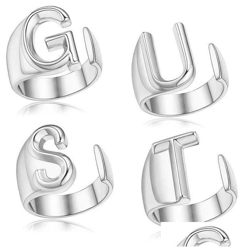 Solitaire Ring 4Pcs/Set Punk Womens Olivia Rodrigo World Tour Guts Sier Color Rings Fans Gifts Adjustable Fashion Jewelry Accessories Otlmn