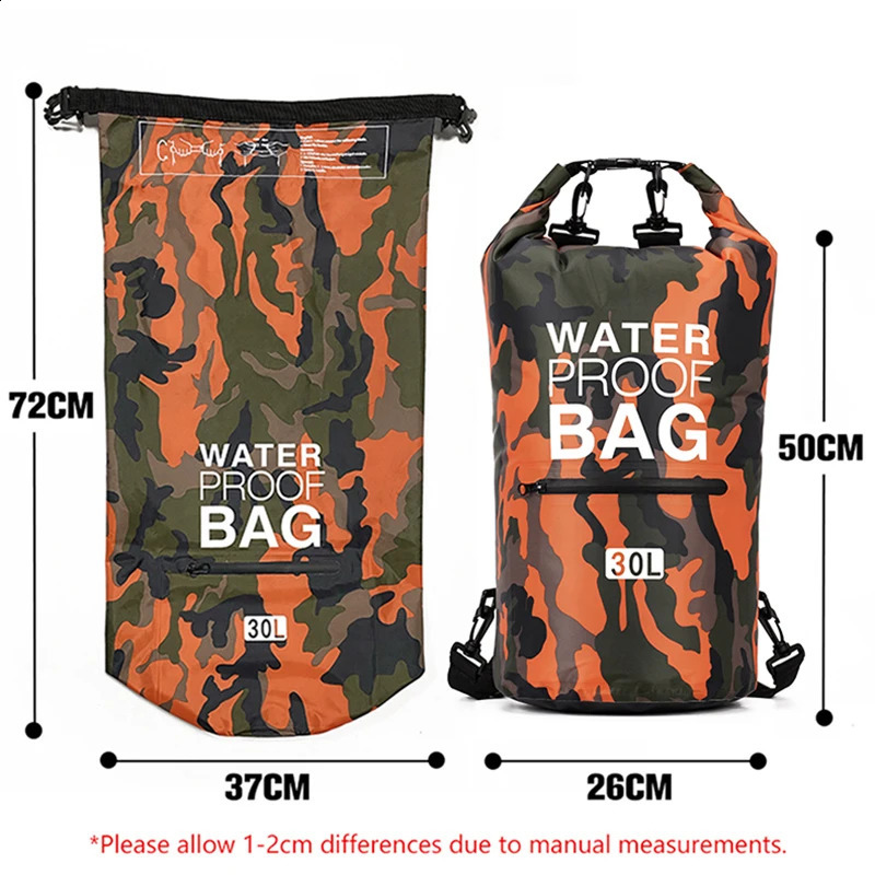 30L 15L Waterproof Dry Bags With Wet Separation Pocket Backpack For Kayaking Boating Swimming Outdoor Sports Bag XAZ9 240828