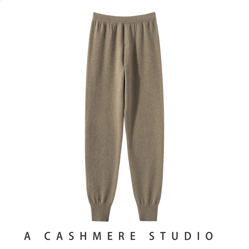 Thick and highly elastic 100% cashmere mens autumn and winter flat leg lined with wool warm pants 240828