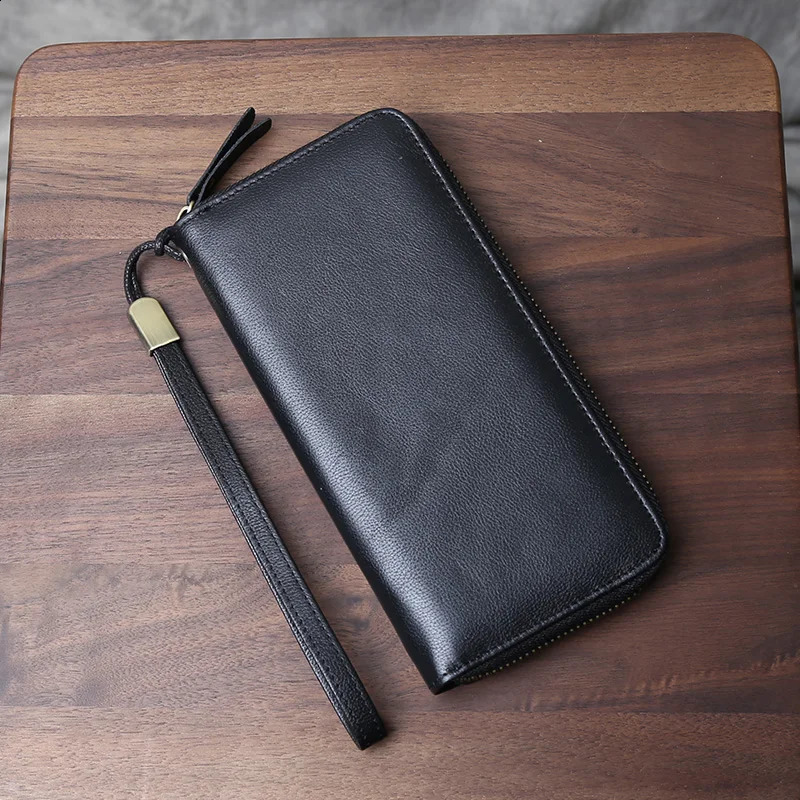 Head Layer Cowhide Large Capacity Multifunctional Handbag Casual Horizontal Zipper Wallet Card Bag Genuine Leather Long Wallet 240828