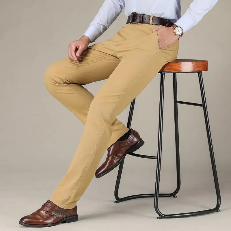 British style mens highquality casual dress pants design ultrathin Trouser formal office social wedding S10 240827