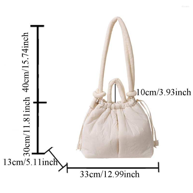 Free Shipping Shoulder Bags Korea Solid Bag Nylon Knotted Strap Filled Cotton Tote Backpack Casual Large Capacity Portable Designer Bag Luxury Bag Tot