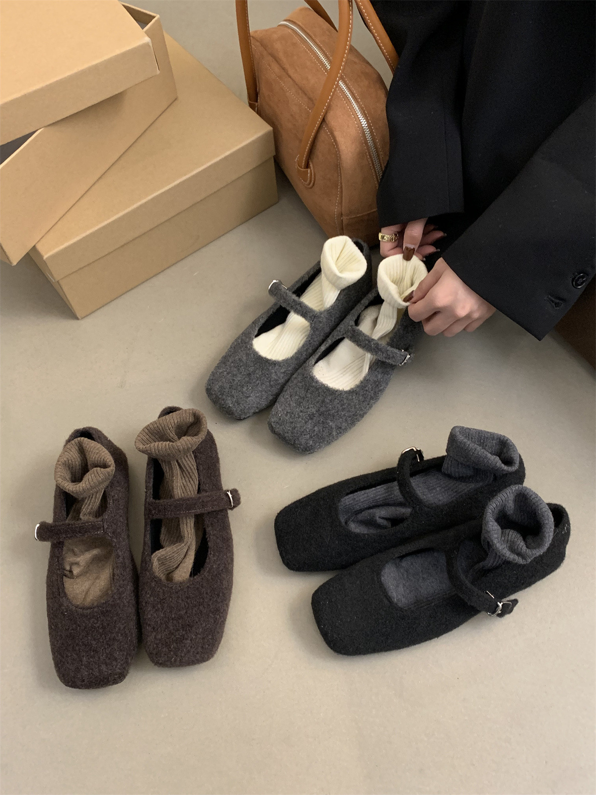 Autumn Winter Women Casual Wool New Design French Style Flat Shoes fashion