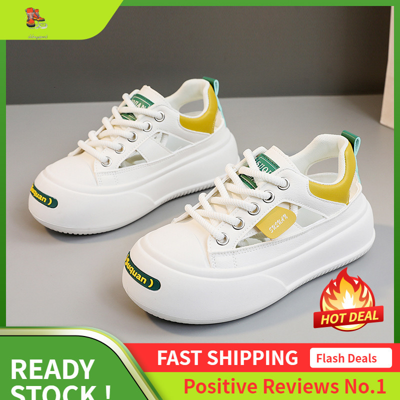 Ddmysports K New Casual For Women Summer Hollow Out Height Increasing Dad Trendy Breathable White Shoes Sports OUTDOOR
