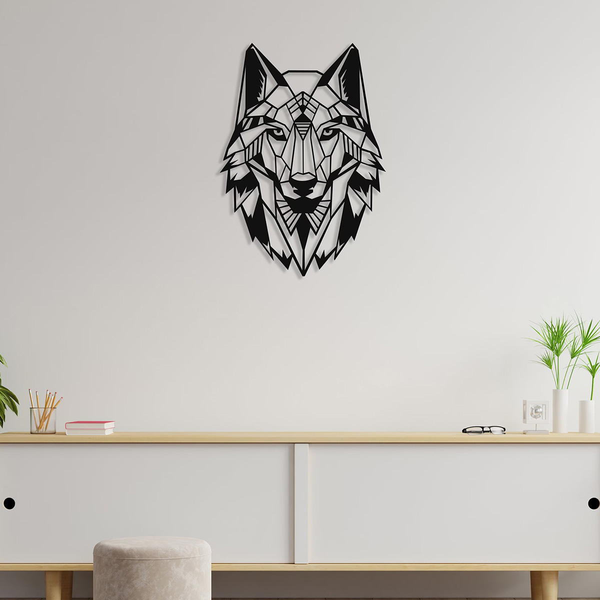 Metal Wall Art Wolf Metal Head Black Wall Decoration Living Room Bedroom Kitchen Bathroom Indoor Outdoor Decorative Wall Hanging