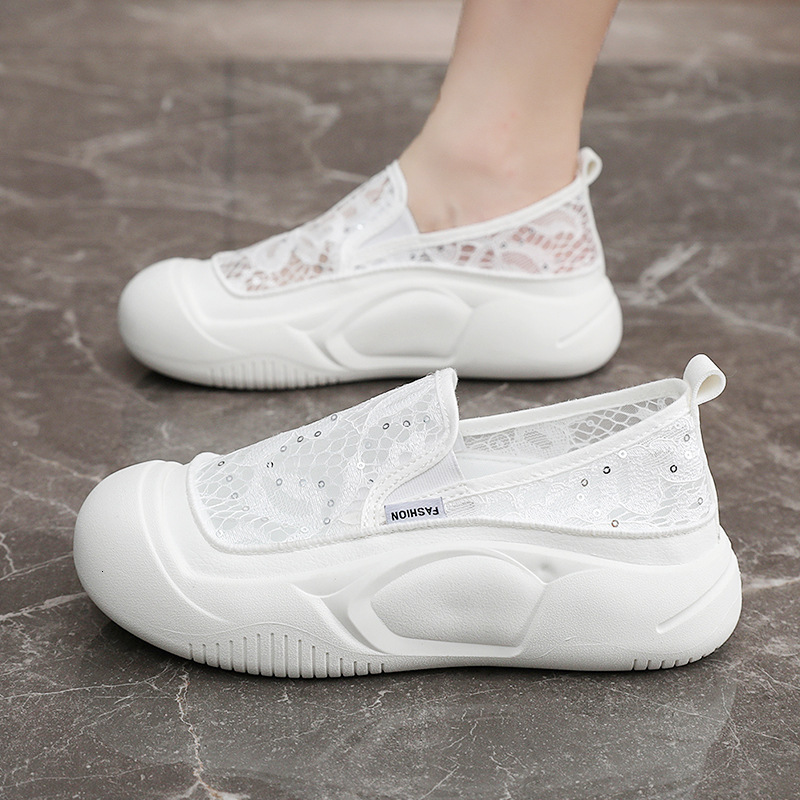 Ddmysports ZYXFL New Small White Women S Ollow Breathable Board Summer Thick Sole Elevated Mesh Shoes OUTDOOR