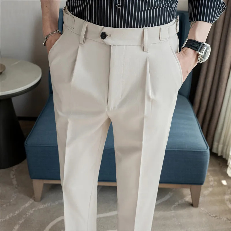 Pantalon De Vestir Para Hombres high-quality mens summer pants Naples fashionable elastic waist set pants ultra-thin suitable for mens Trousers 240828