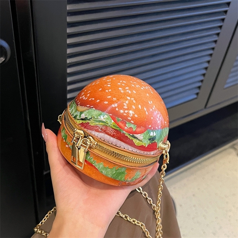 Funny Hamburg Shaped Purses and Handbags for Women Kawaii Shoulder Bag Small Crossbody Bag Cute Female Clutch Leather 240827