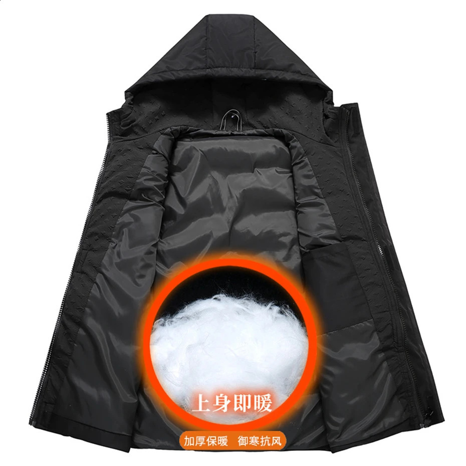 Winter mens thick warm vest Plus size 10XL 12XL fashionable casual solid color black sleeveless jacket large 11XL 240827