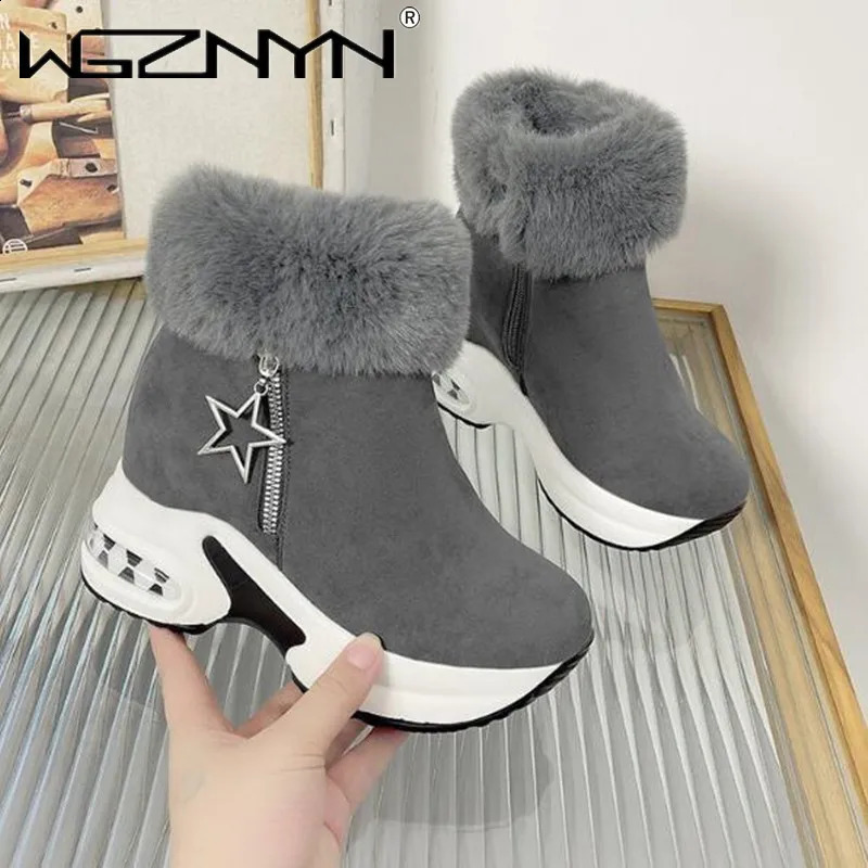 Winter Warm Womens Platform Snow Boots Ankle Boots Shoulder Shoes Zipper Inner Boots Botas Mujer Black Grey 240827