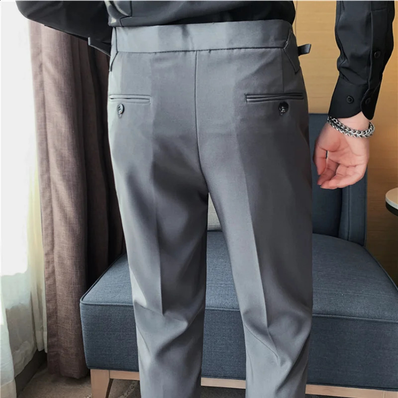 Autumn Winter Mens High Waist Casual Mens Business Mens Naples Dress Pants Street Clothing Fashion Slimming Set Pants 29-36 240828
