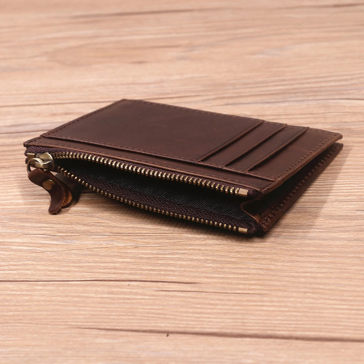 Genuine Leather Wallet For Men Male Vintage Cowhide Short Small Slim Mens Credit Card Holder Case Coin Purse With Zipper Pocket 240828