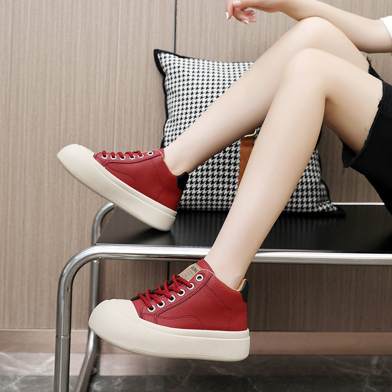 Ddmysports ZY New Simple Casual Women S Spring And Autumn Korean Edition Breathable Board Shoes With Elevated Thick Sole Versatile Solid Color OUTDOOR