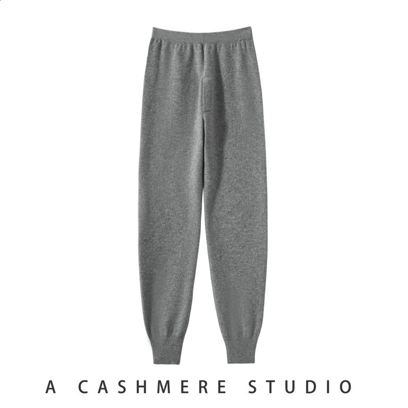 Thick and highly elastic 100% cashmere mens autumn and winter flat leg lined with wool warm pants 240828