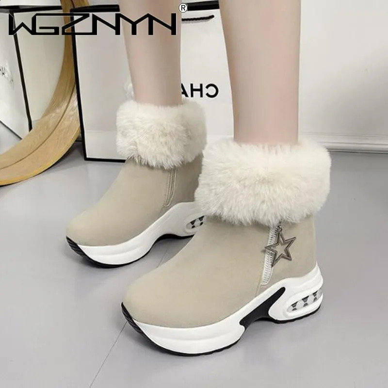 Winter Warm Womens Platform Snow Boots Ankle Boots Shoulder Shoes Zipper Inner Boots Botas Mujer Black Grey 240827