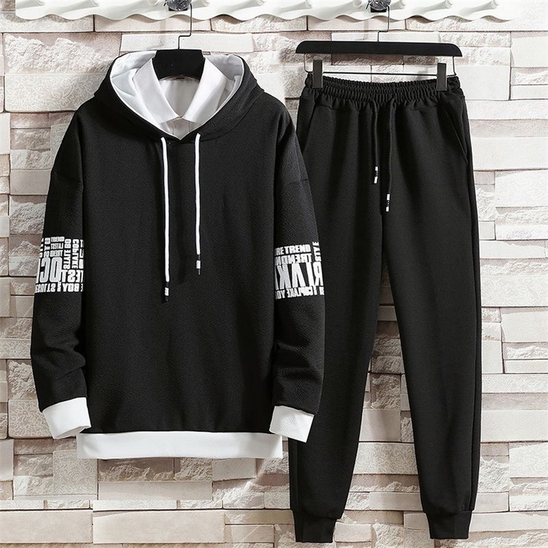 Mens summer autumn set casual hoodie set pants hooded printed sweater mens long sleeved shirt 240827
