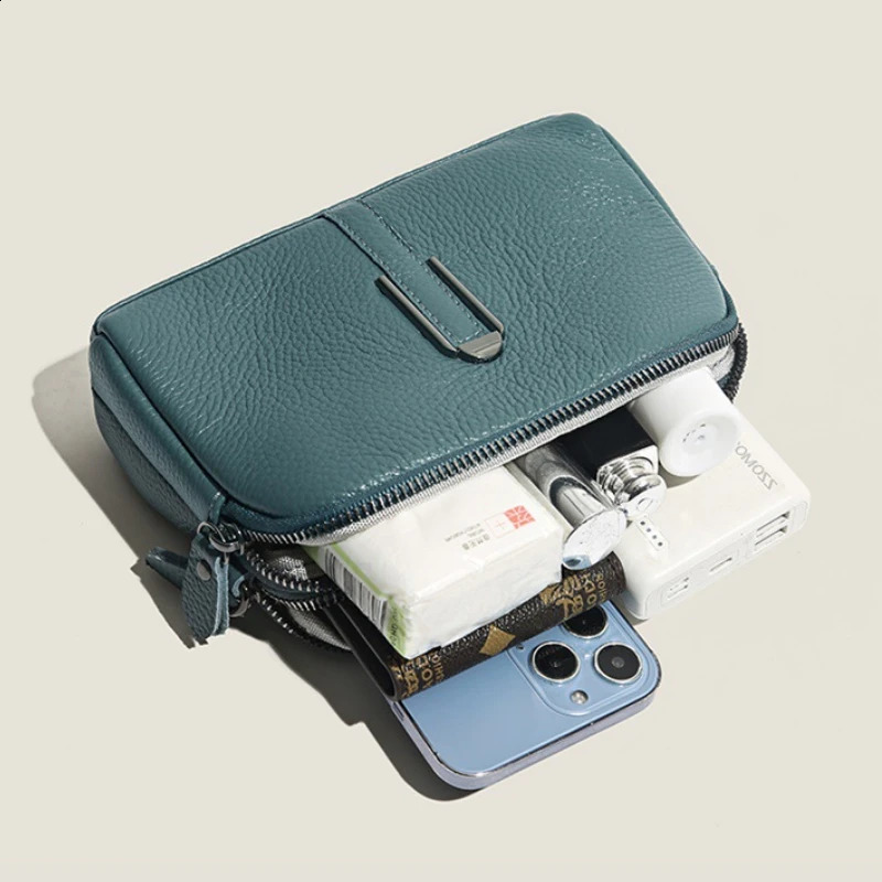 Genuine leather bag y womens handbag womens clutch phone bag shoulder bag ten font messenger bag 240828