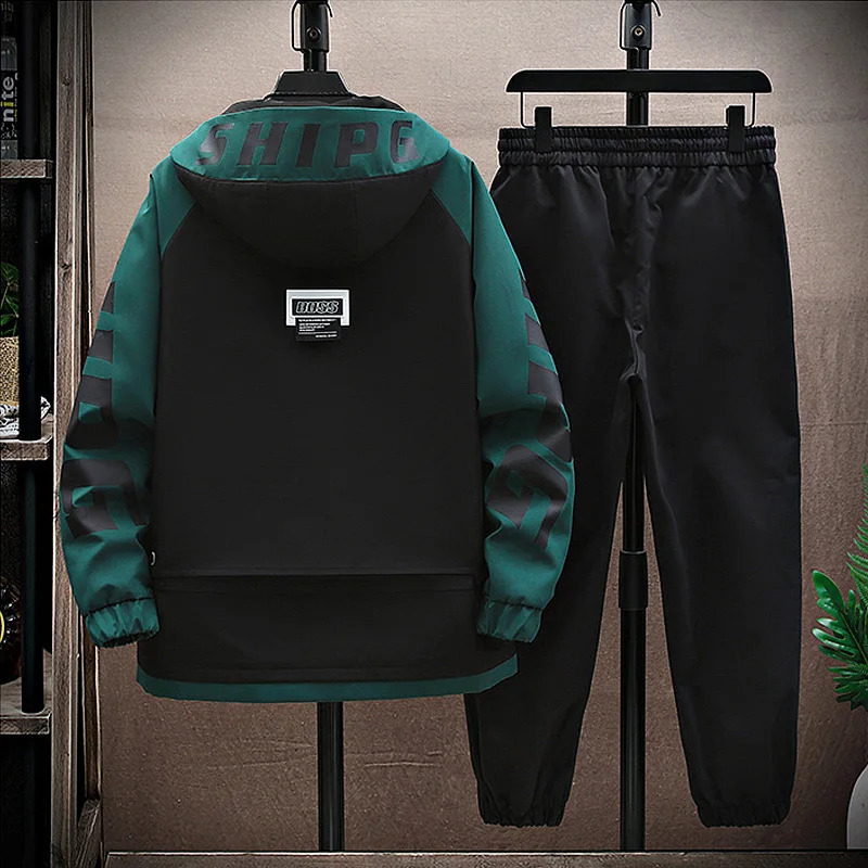 Spring and autumn mens track and field clothes casual jogging hoodies sports shirts jackets pants 2-piece set hip-hop running sportswear 240827