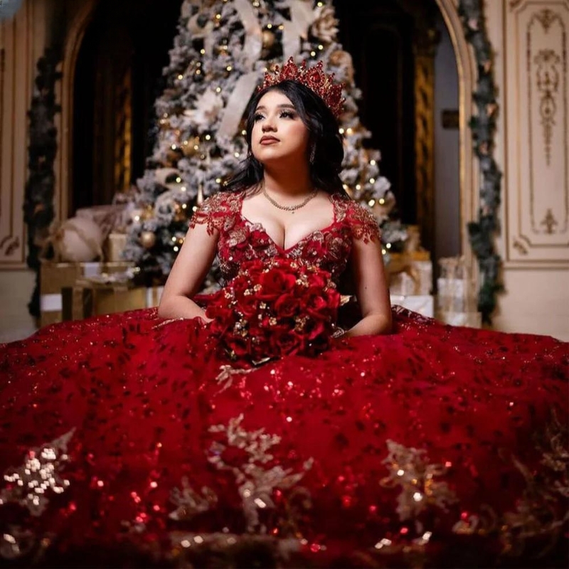 Mexico Red Off The Shoulder Quinceanera Dress Beaded Appliques Tiered Princess Gown For Sweet 16 Birthday Party Robe De Ball