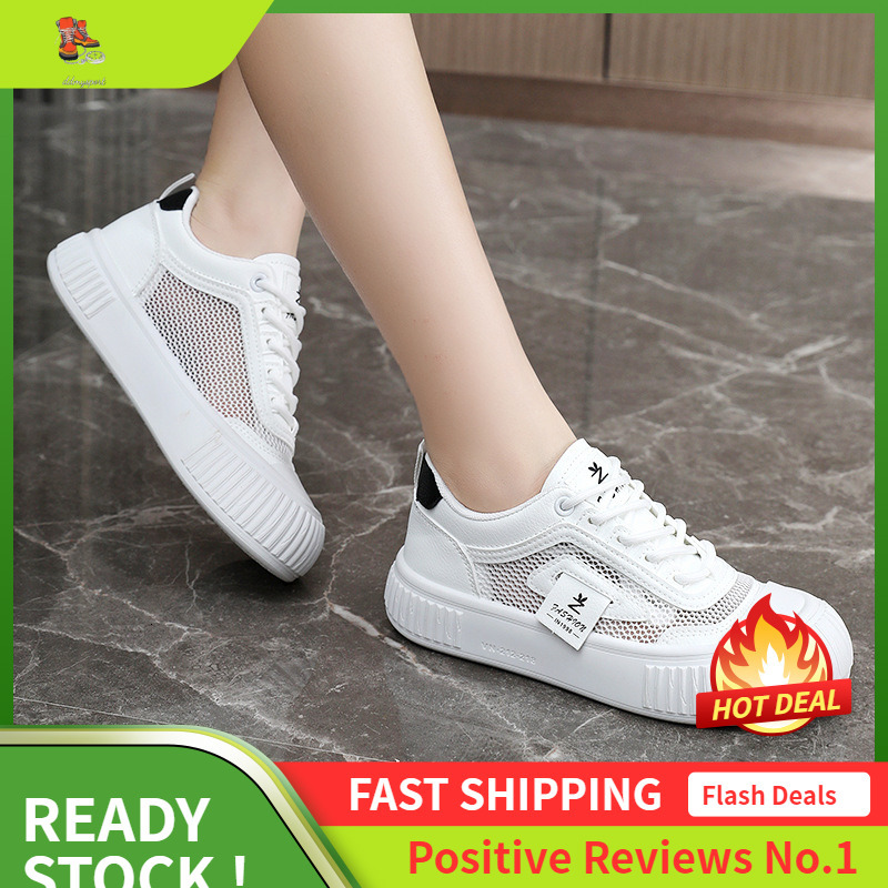 Ddmysports YB New White For Women In Summer Breathable Sports Versatile Board Thick Soled Height Increasing Mesh Shoes OUTDOOR