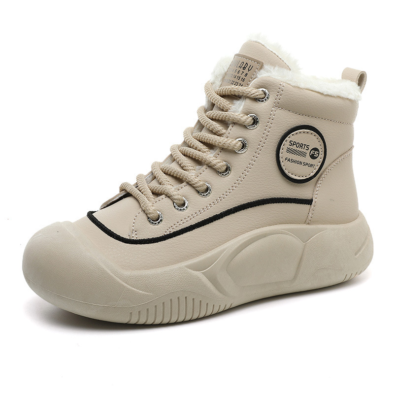Ddmysports XFL Winter New Instagram Korean Igh Top Plush Casual Female Students Matsuke Cotton Shoes Thick Sole For Warmth OUTDOOR