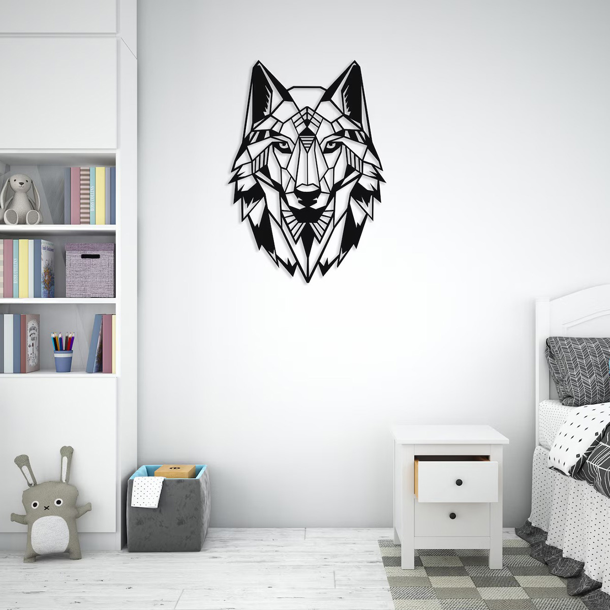Metal Wall Art Wolf Metal Head Black Wall Decoration Living Room Bedroom Kitchen Bathroom Indoor Outdoor Decorative Wall Hanging