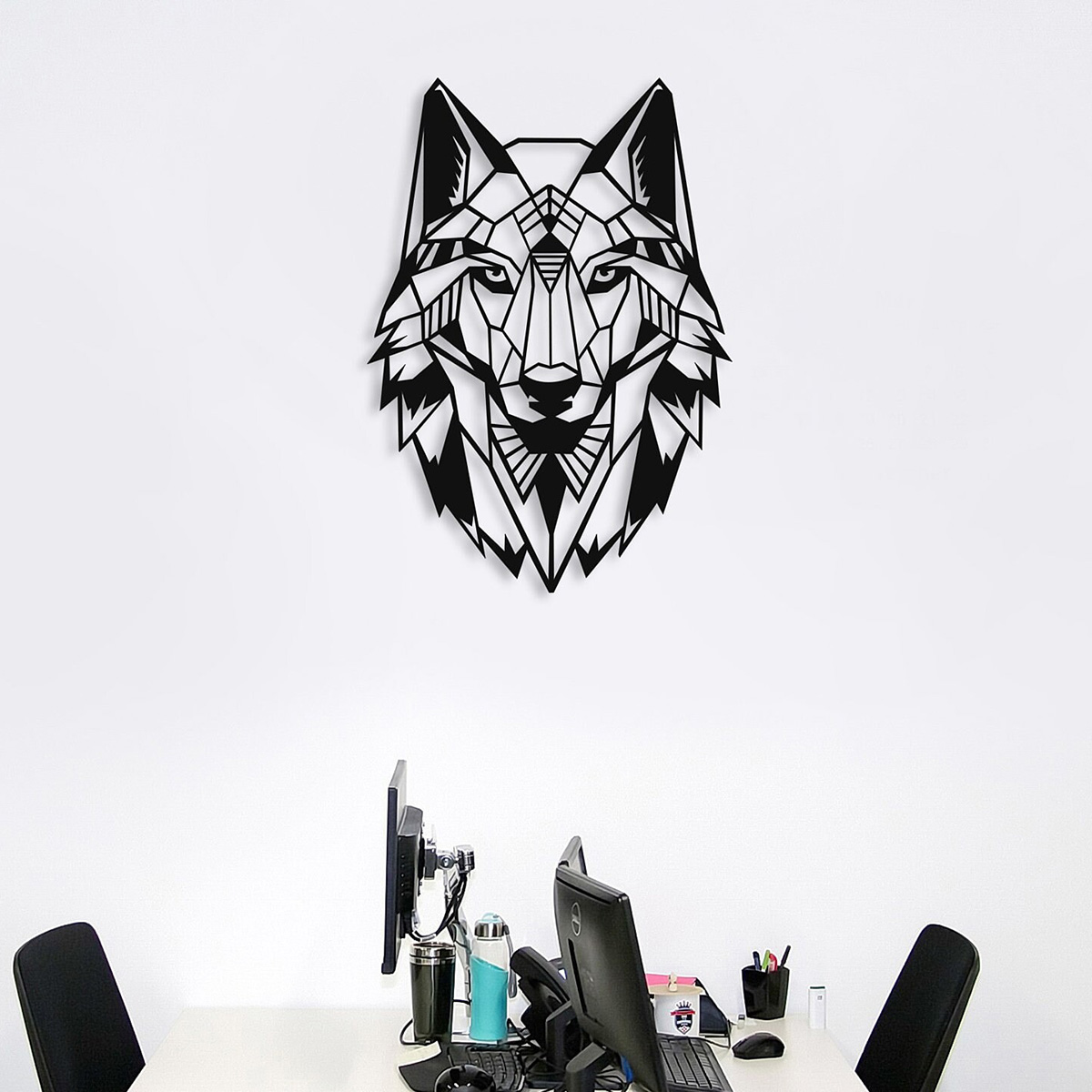 Metal Wall Art Wolf Metal Head Black Wall Decoration Living Room Bedroom Kitchen Bathroom Indoor Outdoor Decorative Wall Hanging