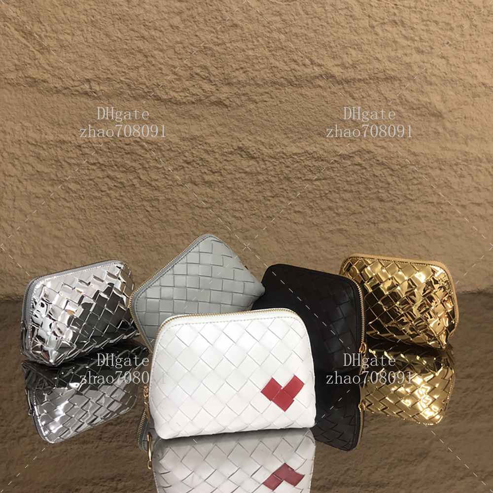 Knitting Makeup bag Cowhide clutch bag TOP Quality 16.5cm Small Half-Moon Beauty Pouch designer woman Lipstick bag With box B99