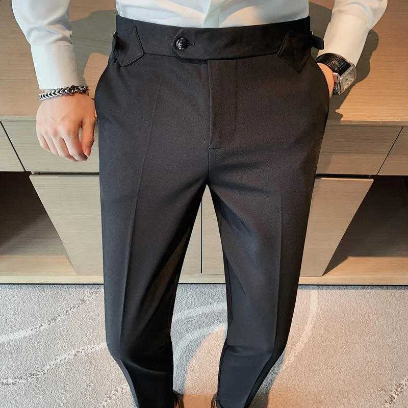 Autumn Winter Mens High Waist Casual Mens Business Mens Naples Dress Pants Street Clothing Fashion Slimming Set Pants 29-36 240828