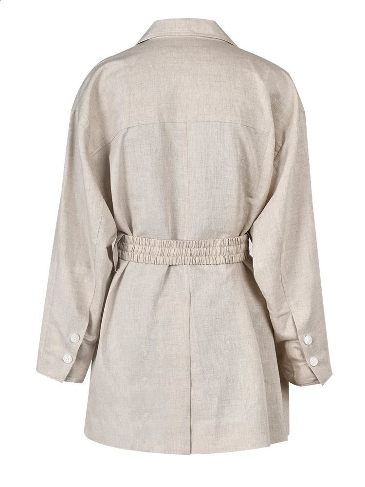 Womens double chest plus size long jacket lapel sleeved loose fashionable trend for spring and summer 1X50104 240827