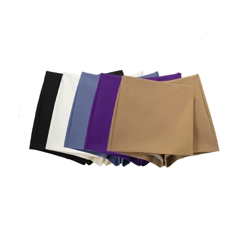 TRAF Women Fashion Pareo Style Asymmetric Shorts Skirts Vintage High Waist Side Zipper Female Skort Mujer y240827