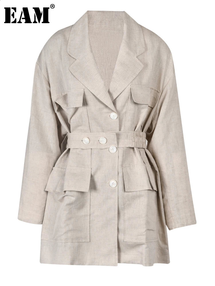 Womens double chest plus size long jacket lapel sleeved loose fashionable trend for spring and summer 1X50104 240827
