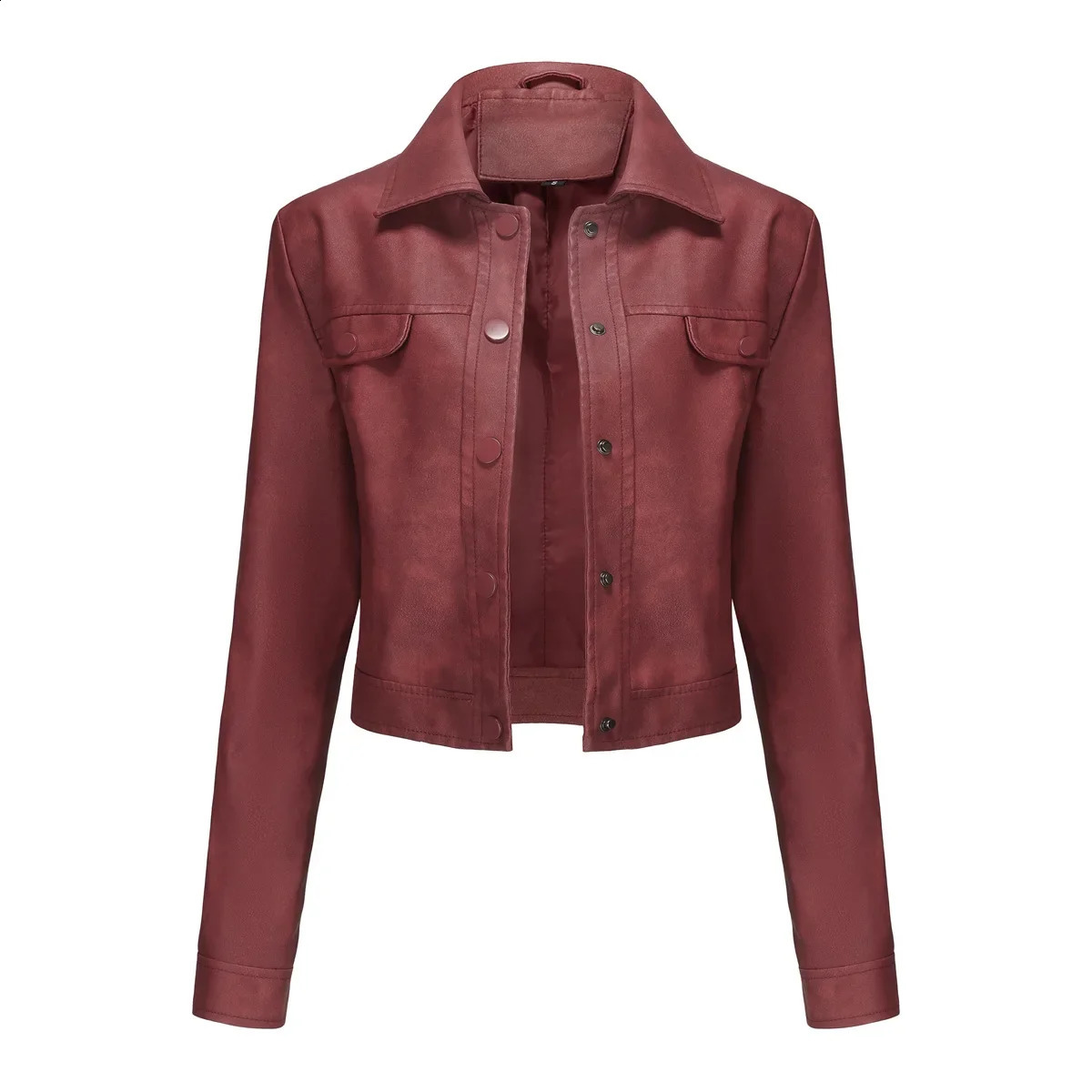 Moto Bike Womens Jacket Artificial Leather Jacket Womens Spring and Autumn Jacket Pink Black Brown Grey Red Jaqueta Feminina 3xl 240827
