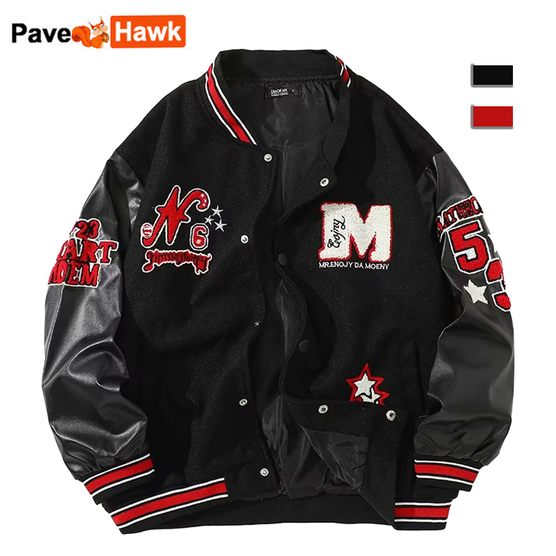 Bomber jacket mens long socks hiphop loose casual patch workwear unisex embroidered street college baseball uniform 240827