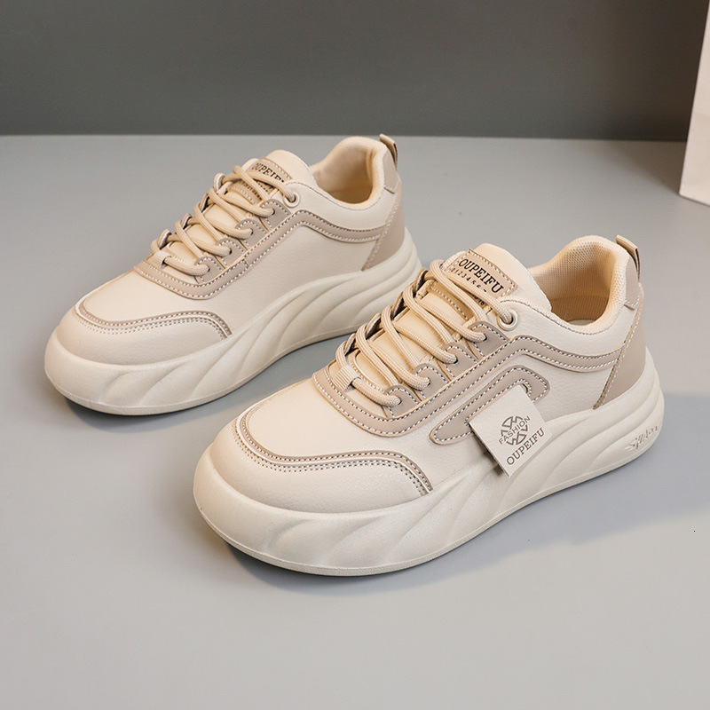Ddmysports XFC New Leather Colored Women S Casual Board Thick Sole Eightening Student Trend Round Ead Korean Edition Little White Shoes OUTDOOR