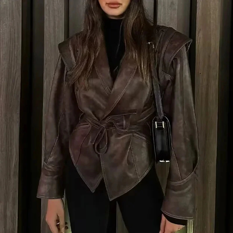 Chaqueta De Cuero Para Mujer Womens Jacket with Fur Long Sleeve Street Clothing Fashion Solid Jacket Womens Jacket 240827