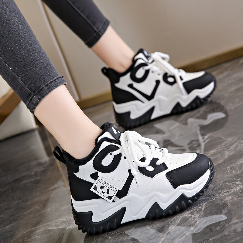 Ddmysports JC New Color Block Dad Autumn And Winter Velvet Eightening Women S Shoes Sports Warmth Trend Students OUTDOOR