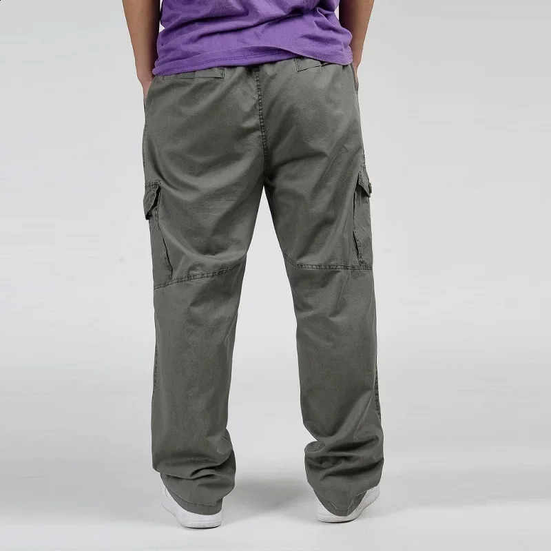 Autumn Mens Plus Large Size 4XL 5XL 6XL Mens Cargo Pants Leisure Function Work Outdoor Pants Cotton Mens Trousers 240828