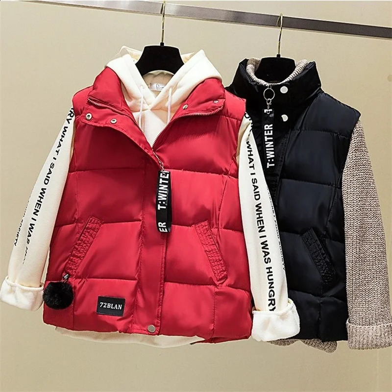 Sleeveless womens jacket womens down jacket oversized loose casual vest autumn item solid color womens vest 240828