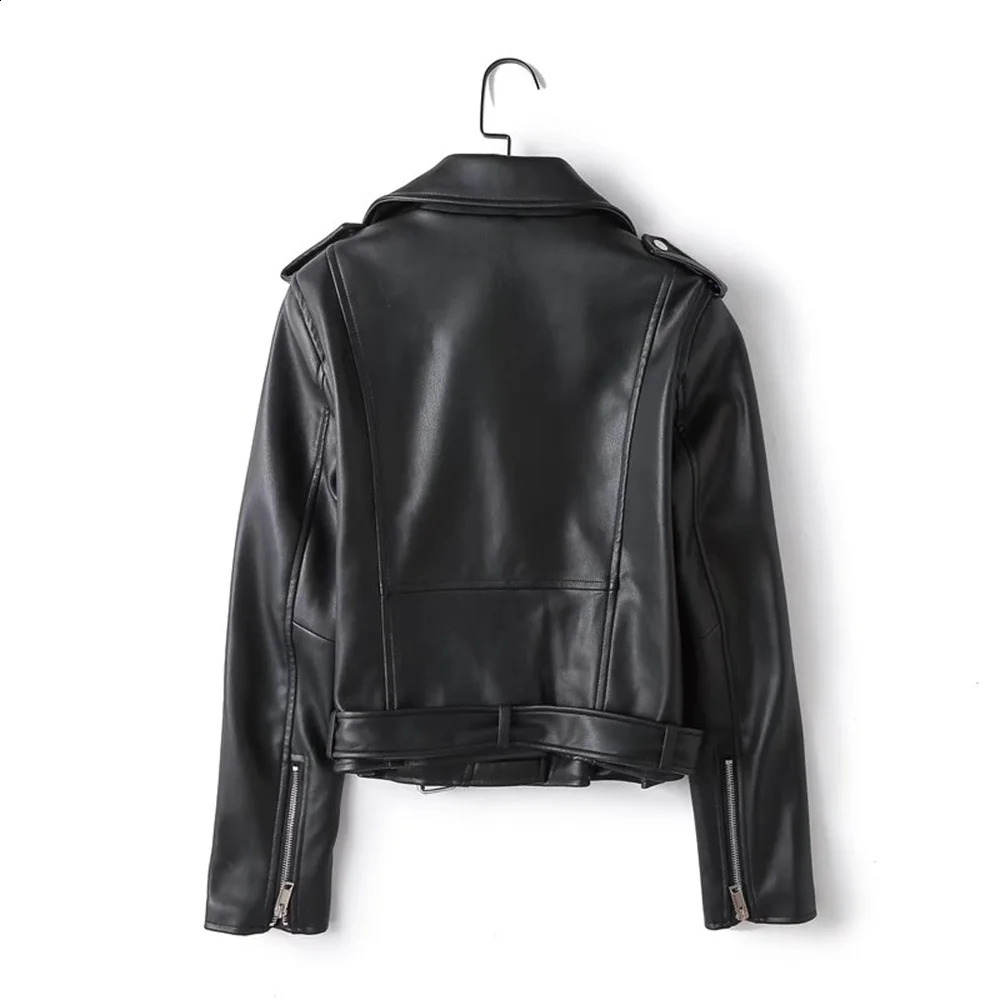 UNIZERA Autumn/Winter Product Womens Fashion Casual Edition Polo Necklace Artificial Leather Short Jacket Coat 240827