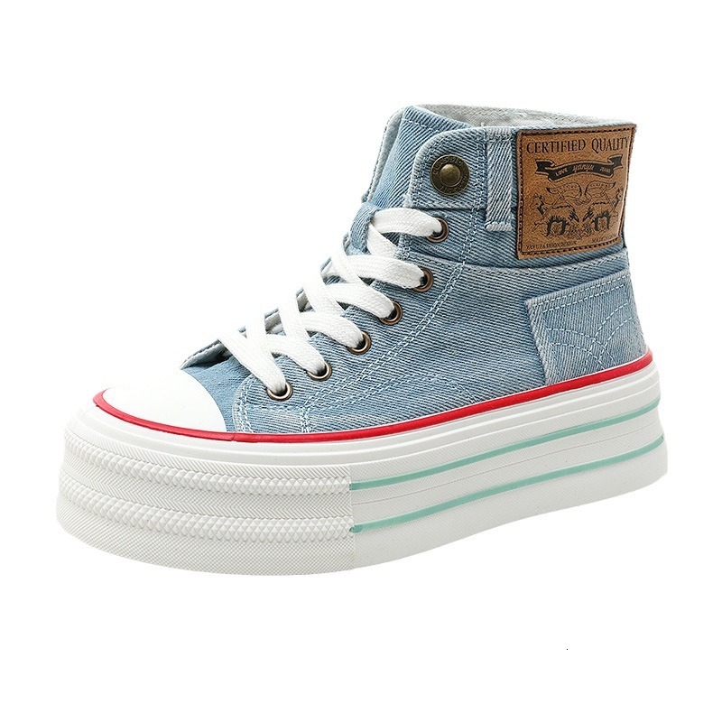 Ddmysports BR New Canvas For Women In Summer High Top Breathable Thick Sole Height Increasing Versatile Wear Resistant Classic Sports Shoes OUTDOOR