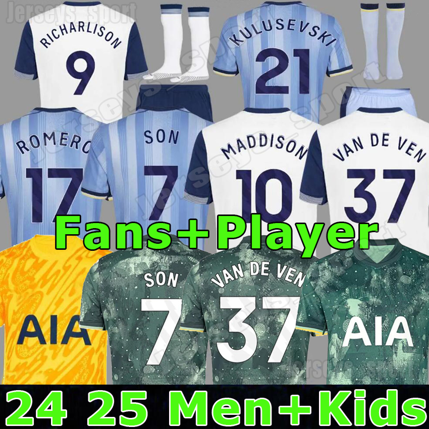 New SON 23 24 25 Soccer Jerseys KULUSEVSKI RICHARLISON PERISIC PEDRO PORRO 2024 2025 DANJUMA ROMERO goalkeeper gk Football kit shirt SPURS Men kids set unifomrs