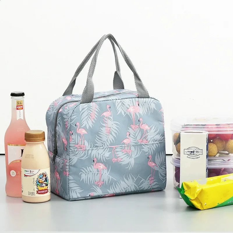Functional Pattern Cooler Lunch Box Portable Insulated Canvas Bag Thermal Food Picnic Bags For Women Kids y240903