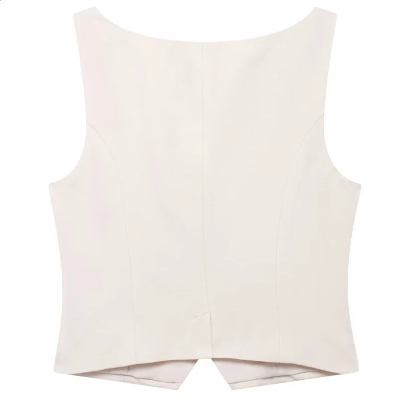HXAO Womens Bow Vest Summer Crop Sleeveless Womens Vest Bow Shoulder Square Collar Waist Coat White Vest 240828