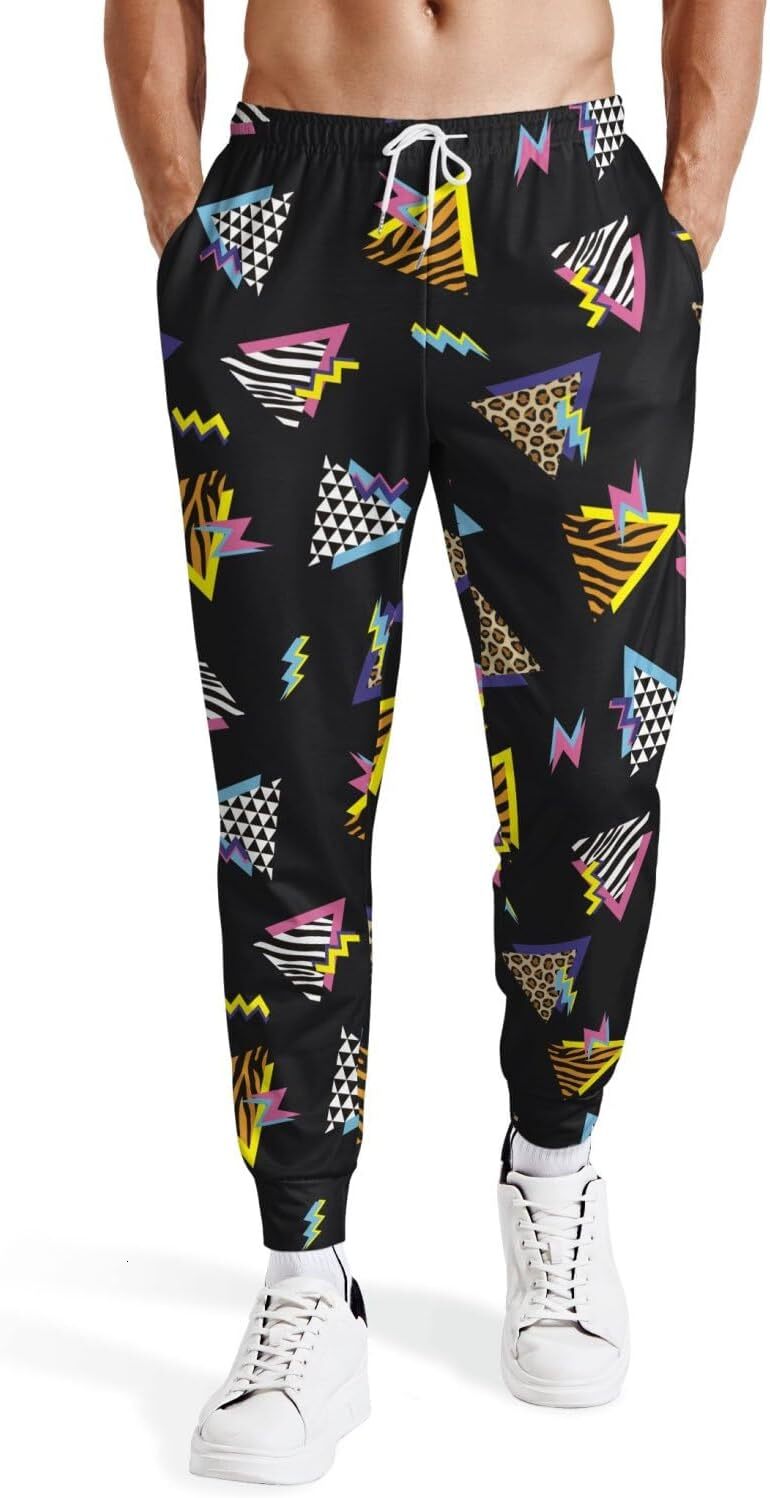 Sweatpants Mens 3D printed pants Sweatpants 80s 90s Retro Joggers Sports Funny Workout Party Gym Pants with Pockets Sweat pants