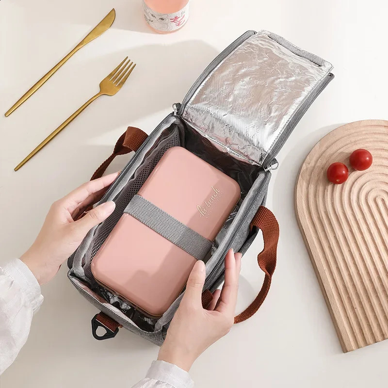 DHlanhai Portable Bag for OL Women Thermal Insulated Lunch Box Tote Cooler Handbag Waterproof Bento Pouch Office Food Shoulder Bags 240828