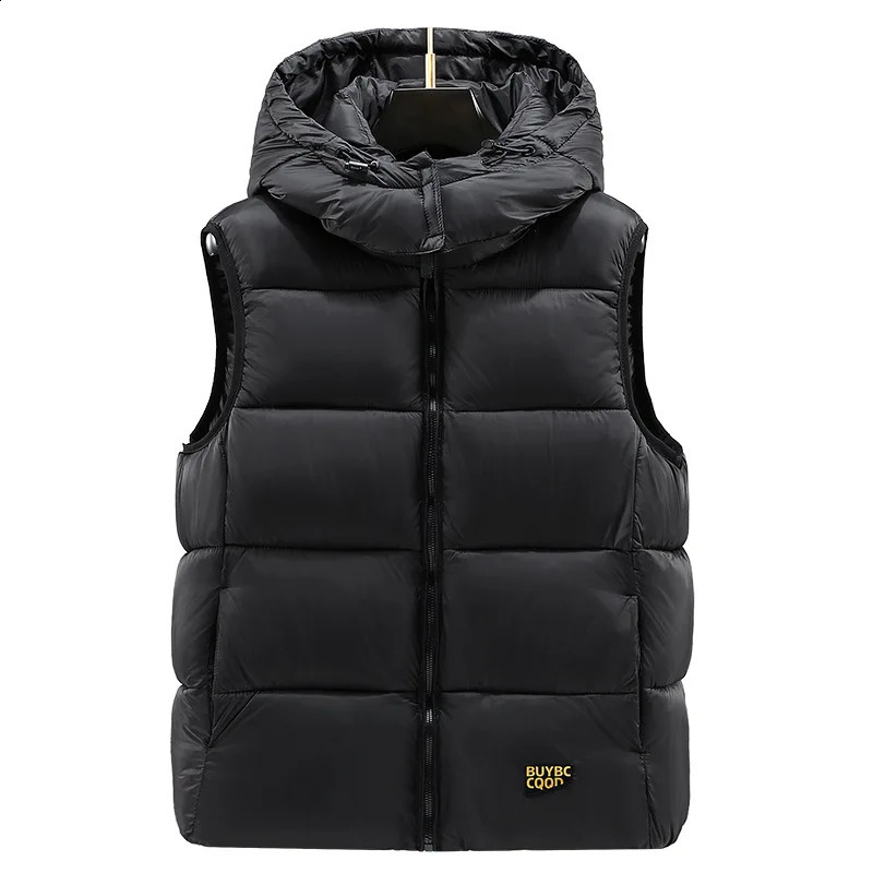 Winter High Quality Mens and Womens Down Vest Fashion y Warm Sleeve Jacket Zipper Hooded Casual Wear 240827
