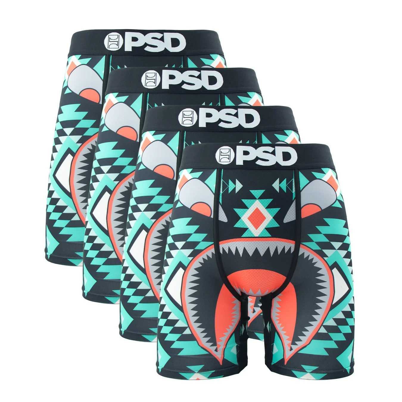 Underpants 4Pcs Sexy Men Underwear Boxers Fashion Print Underpants Male Panties Lingerie Breathable Printed Summer Man Boxer Briefs Trunks Y240828S62F