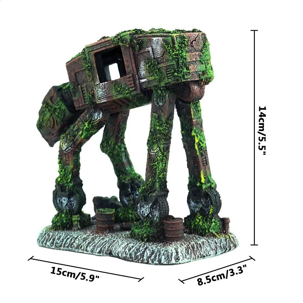 Robot Dog Shape Aquarium Landscape Decorations Simulation Fish Tank Ornaments Resin Crafts Ecofriendly Pet 240827